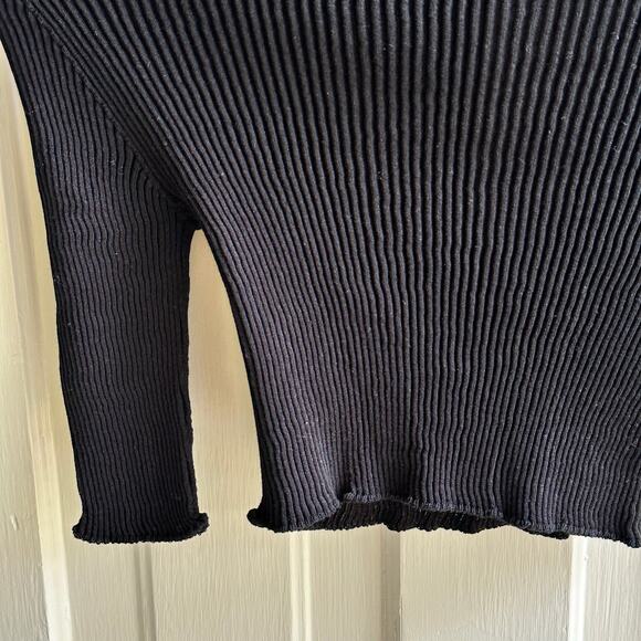 RUS Milhojas top Ribbed mock-neck top Black NWT - Picture 5 of 9